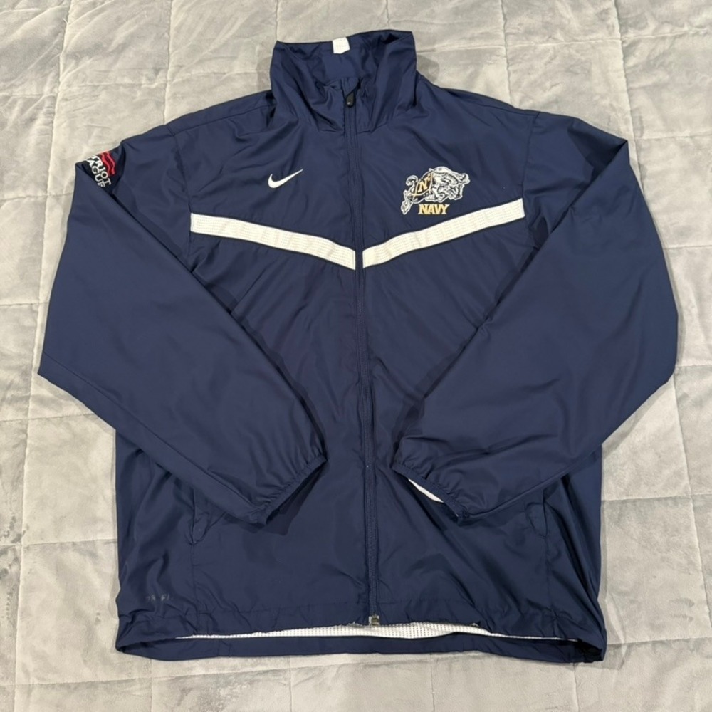 Nike Windbreaker Men Medium Navy Blue US Naval Academy Midshipmen Dri-FIT Jacket